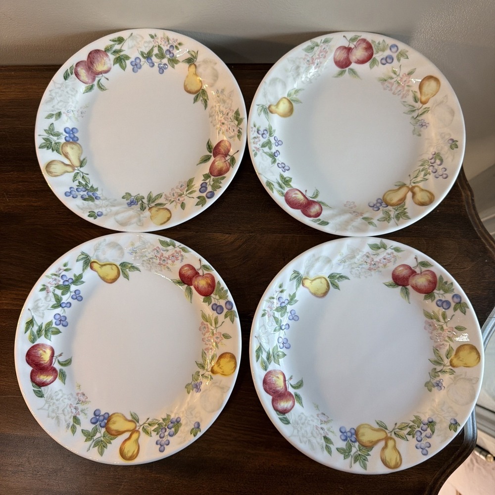 4 Corelle Chutney 7 1/8" Salad Dessert Bread Plates Fruit Swirl Edge Corning